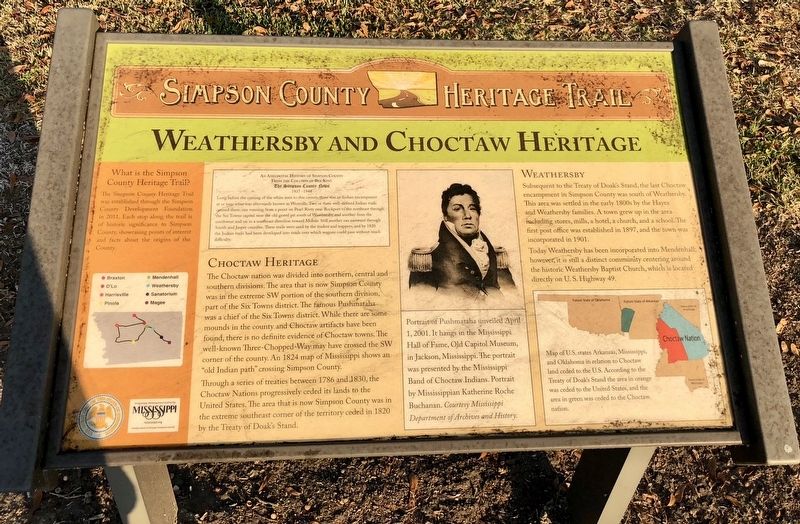 Weathersby and Choctaw Heritage Marker image. Click for full size.