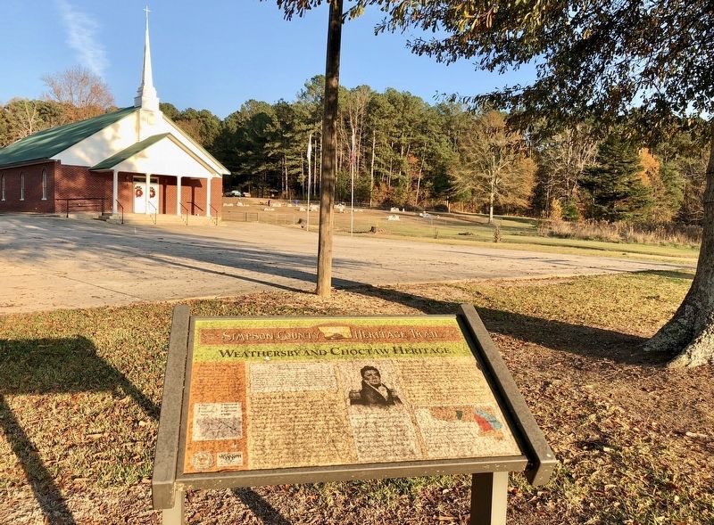 Weathersby and Choctaw Heritage marker near Weathersby Baptist Church. image. Click for full size.