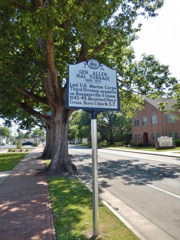 Gen. Allen Hal Turnage Marker (<i>tall view</i>) image. Click for full size.