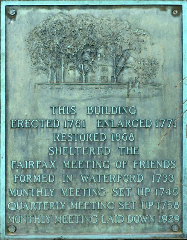 Fairfax Meeting of Friends Marker. Click for full size. Fairfax Meeting of Friends Marker image. Click for full size.