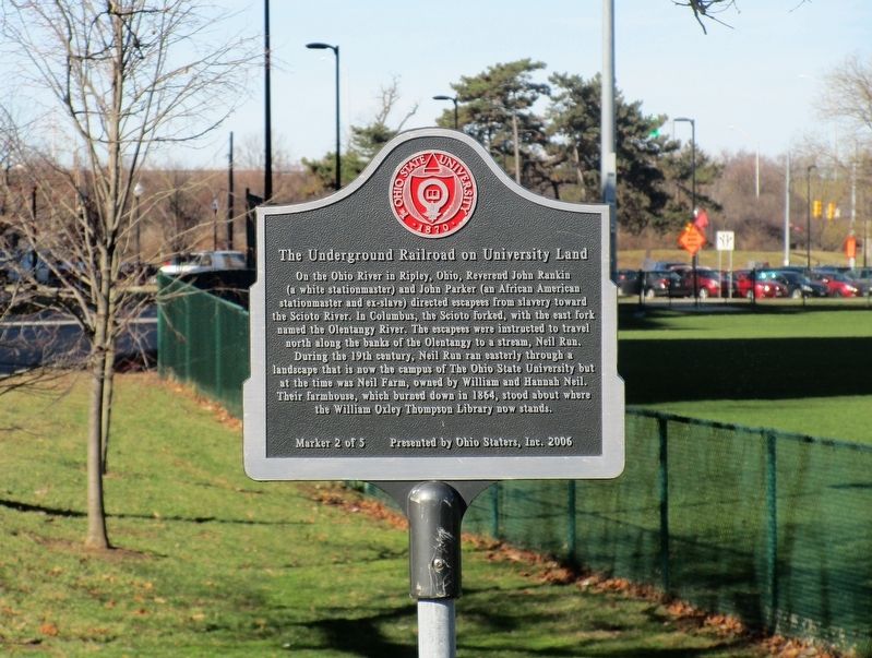 The Underground Railroad on University Land Marker. Click for full size. The Underground Railroad on University Land Marker image. Click for full size.