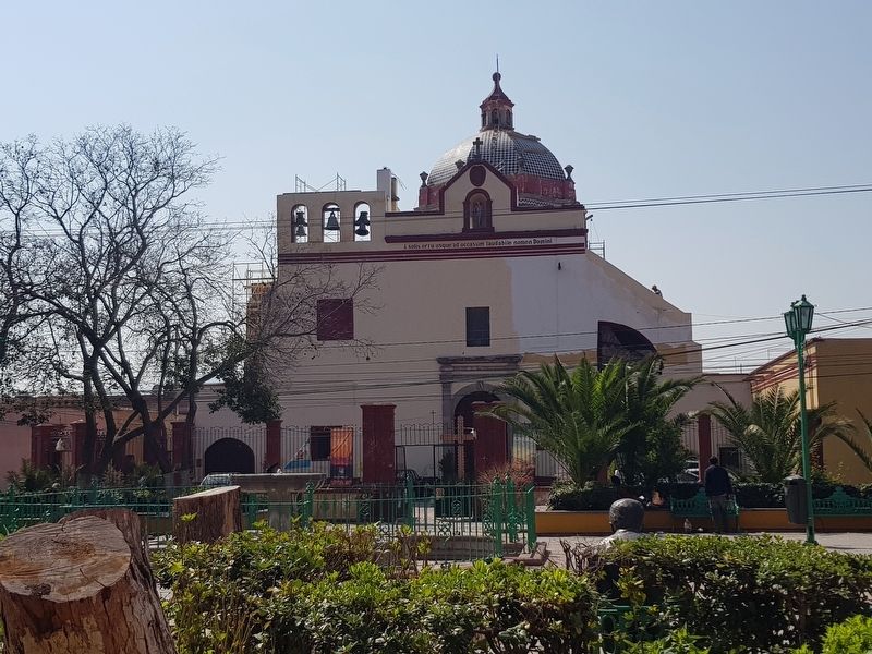Saint Sebastian Catholic Church, directly south of the marker and garden. Click for full size. Saint Sebastian Catholic Church, directly south of the marker and garden image. Click for full size.