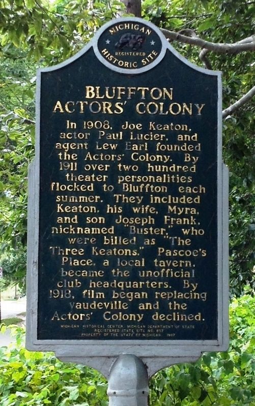 Bluffton Actors' Colony / Buster Keaton Marker. Click for full size. Bluffton Actors' Colony / Buster Keaton Marker image. Click for full size.