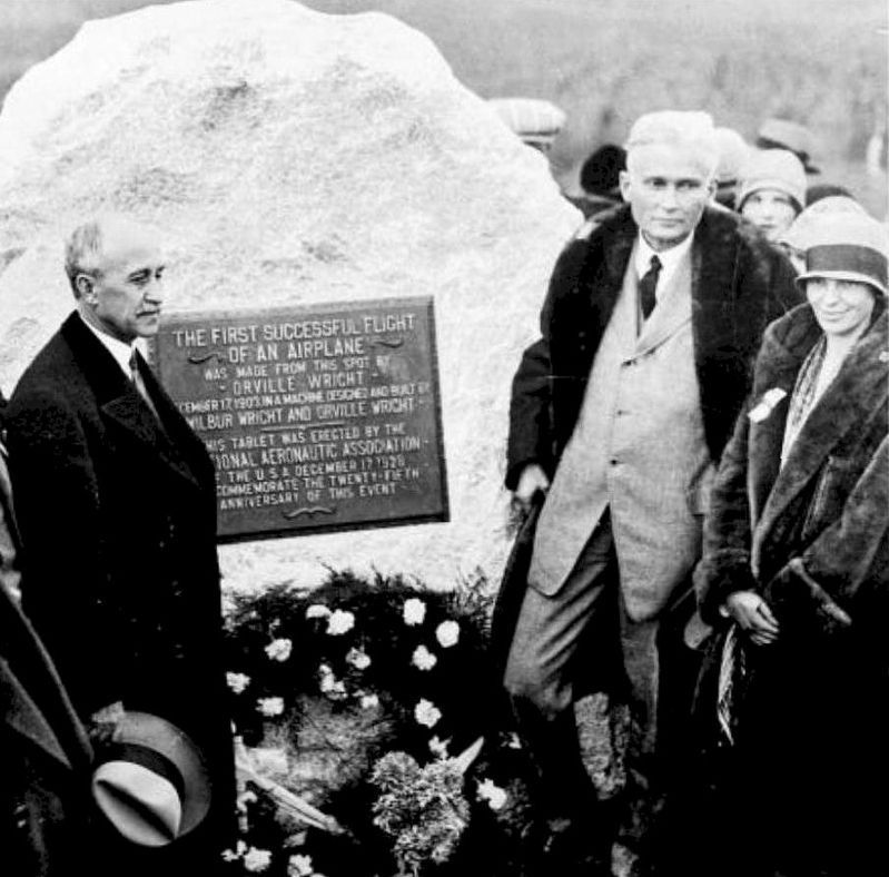 Marker detail: First Flight Boulder dedication image. Click for full size.