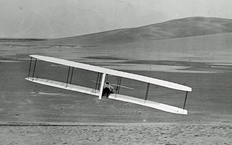 Marker detail: The Wrights mastered flight controls with their 1902 Glider. Click for full size. Marker detail: The Wrights mastered flight controls with their 1902 Glider image. Click for full size.