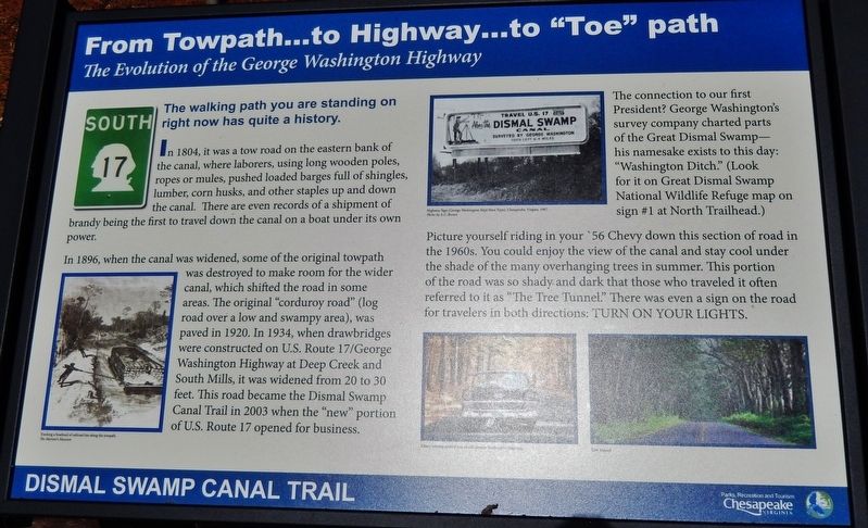 From Towpath... to Highway... to "Toe" path Marker image. Click for full size.