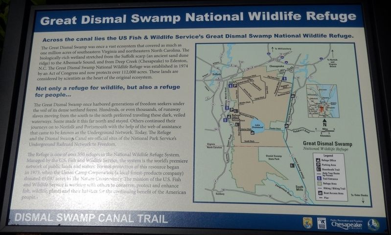 Great Dismal Swamp National Wildlife Refuge Marker image. Click for full size.