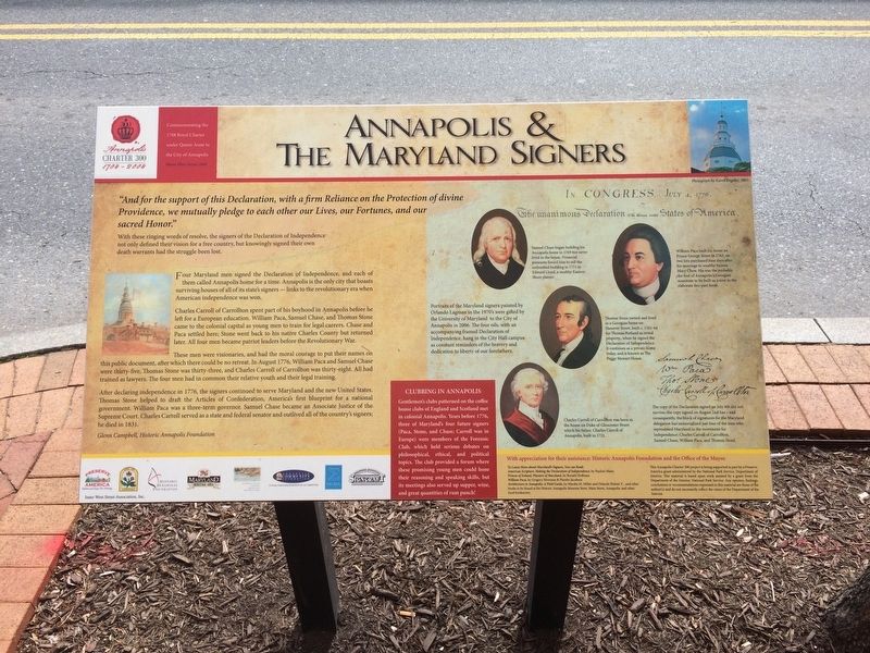 Annapolis & The Maryland Signers Marker image. Click for full size.
