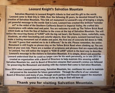 Leonard Knight's Salvation Mountain Marker image. Click for full size.