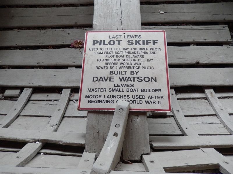 Last Lewes Pilot Skiff Marker (<i>wide view; showing skiff interior detail</i>) image. Click for full size.