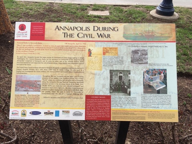Annapolis During The Civil War Marker. Click for full size. Annapolis During The Civil War Marker image. Click for full size.
