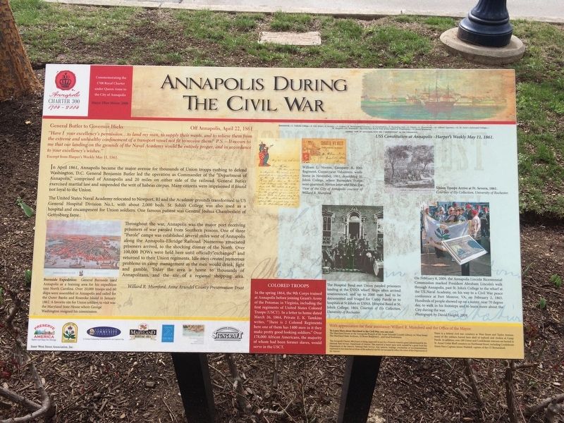 Annapolis During The Civil War Marker image. Click for full size.