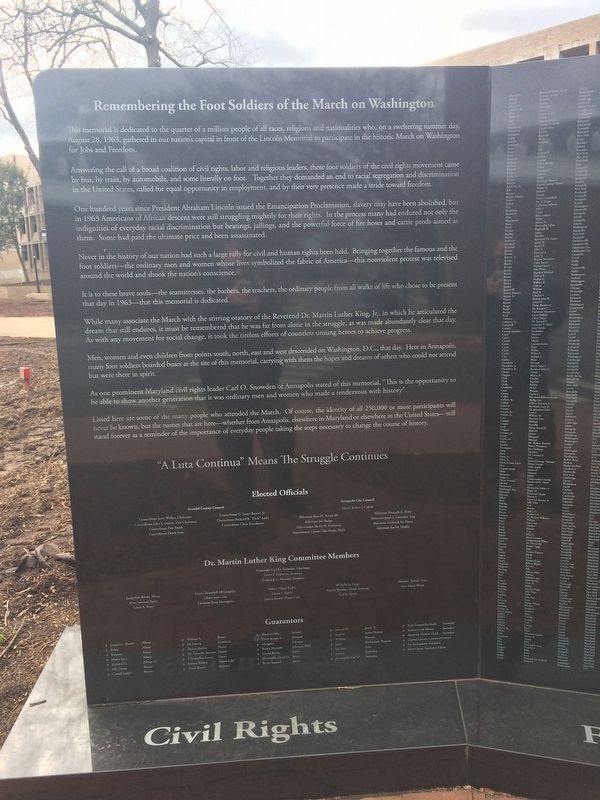 Remembering the Foot Soldiers of the March on Washington Left Plaque image. Click for full size.