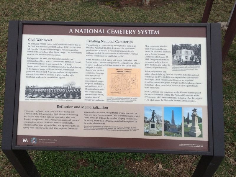 A National Cemetery System Marker. Click for full size. A National Cemetery System Marker image. Click for full size.