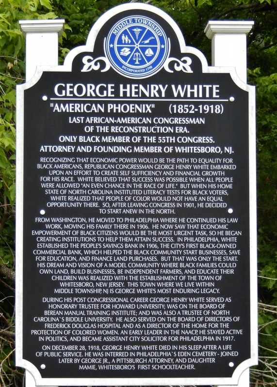 George Henry White Marker image. Click for full size.