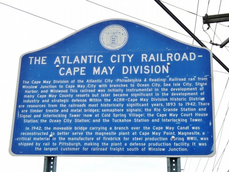 Atlantic City Railroad - Cape May Division Marker image. Click for full size.