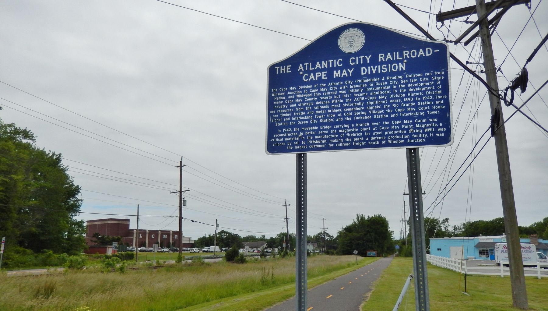 Atlantic City Railroad - Cape May Division Marker (<i>wide view</i>) image. Click for full size.