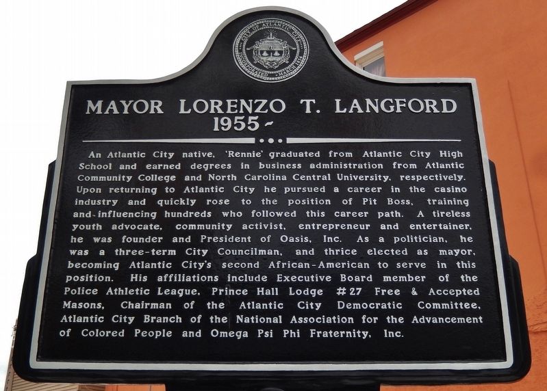 Mayor Lorenzo T. Langford Marker image. Click for full size.