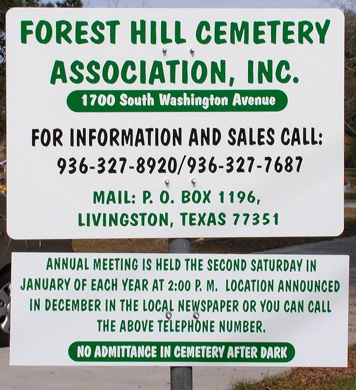 Forest Hill Cemetery Information image. Click for full size.