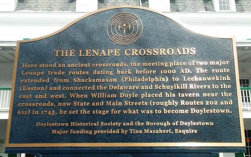 The Lenape Crossroads Marker. Click for full size. The Lenape Crossroads Marker image. Click for full size.