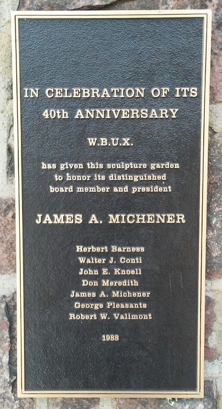 W.B.U.X. Sculpture Garden Marker. Click for full size. W.B.U.X. Sculpture Garden Marker image. Click for full size.