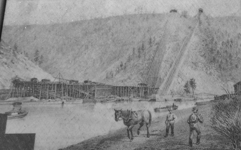 Marker detail: 1860 Lithograph of Canal Wharves at Penn Haven (near this location) image. Click for full size.