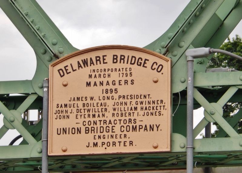 Delaware Bridge Company Plaque (<i>mounted top/center on bridge structure</i>) image. Click for full size.