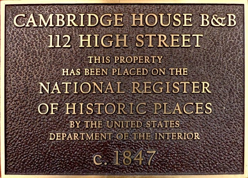 Cambridge House B&B Marker image. Click for full size.