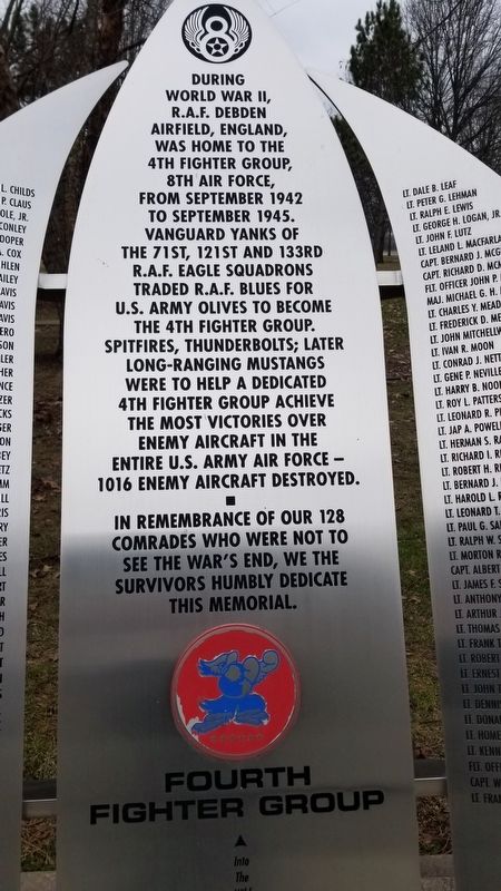 Fourth Fighter Group Memorial. Click for full size. Fourth Fighter Group Memorial image. Click for full size.