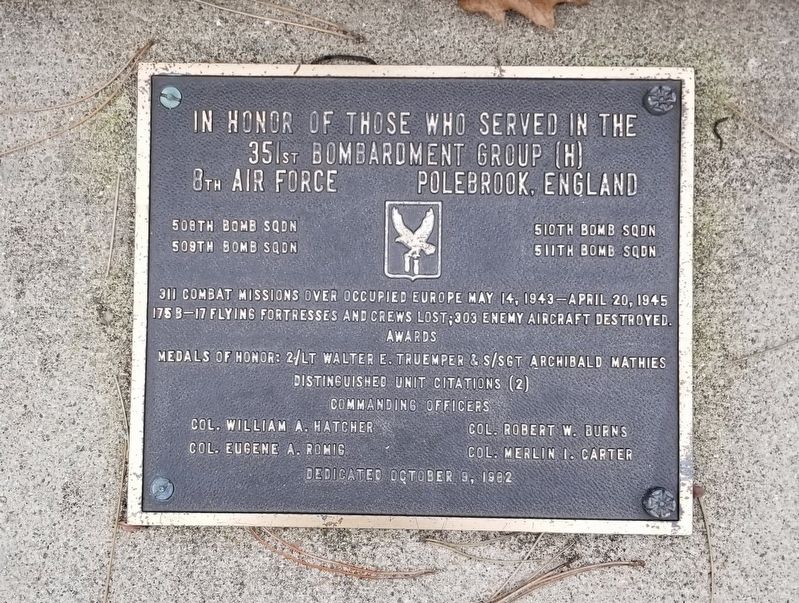 351st Bombardment Group Memorial. Click for full size. 351st Bombardment Group Memorial image. Click for full size.