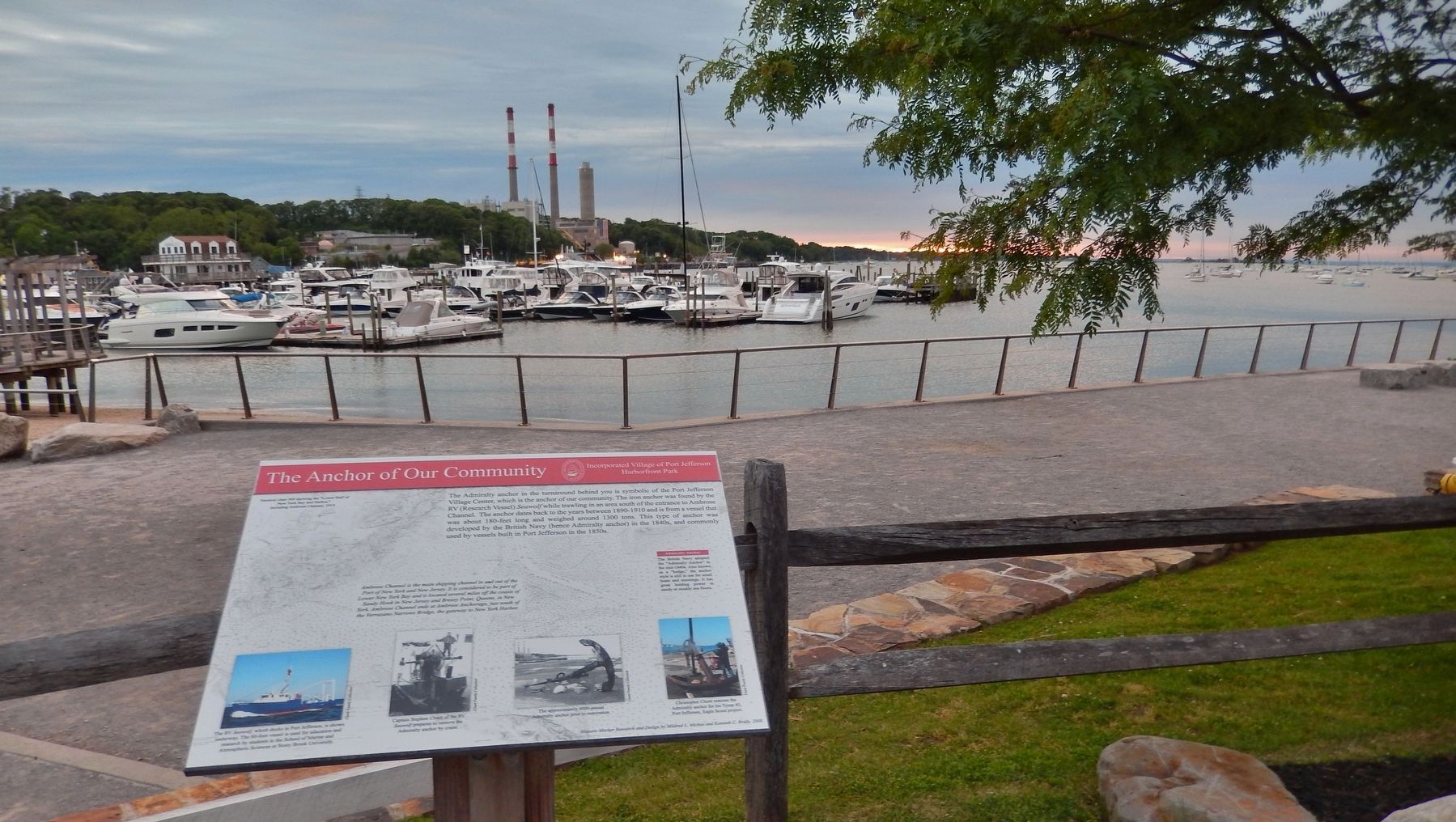 The Anchor of Our Community Marker (<i>wide view; overlooking the harbor</i>) image. Click for full size.