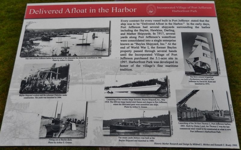 Delivered Afloat in the Harbor Marker image. Click for full size.
