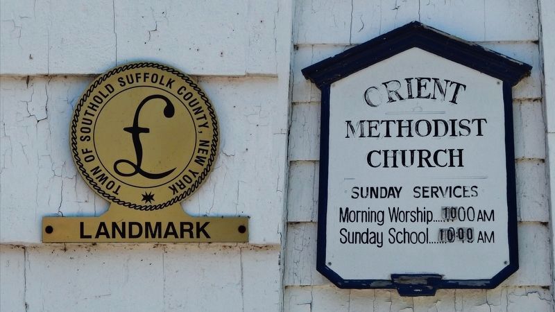 Orient Methodist Church (<i>entrance signage detail</i>) image. Click for full size.