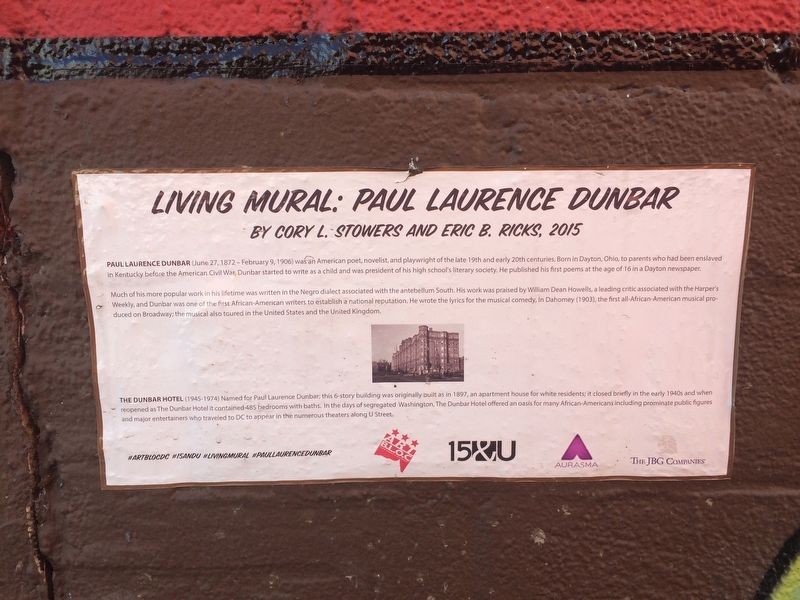 Living Mural: Paul Laurence Dunbar Marker image. Click for full size.