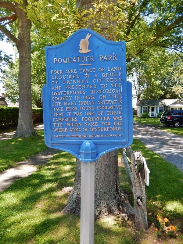 Poquatuck Park Marker (<i>tall view</i>). Click for full size. Poquatuck Park Marker (<i>tall view</i>) image. Click for full size.