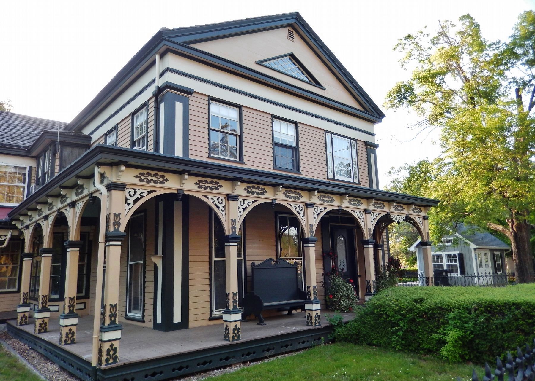 Clark Greenman House (<i>porch and ornate decorations added in the 1870s</i>) image. Click for full size.