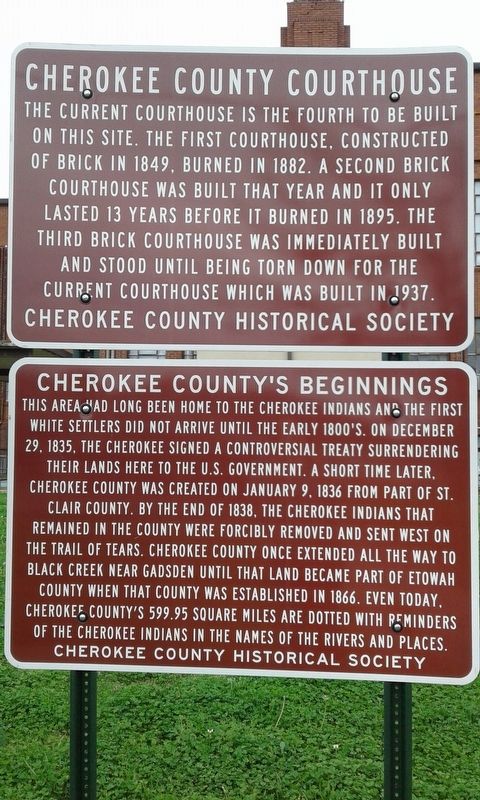Cherokee County's Beginnings Marker image. Click for full size.