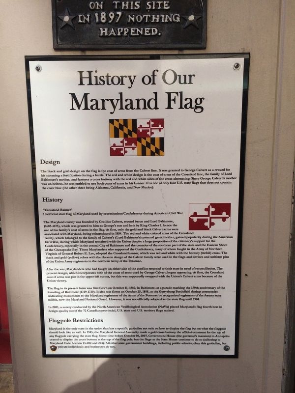History of Our Maryland Flag Marker image. Click for full size.