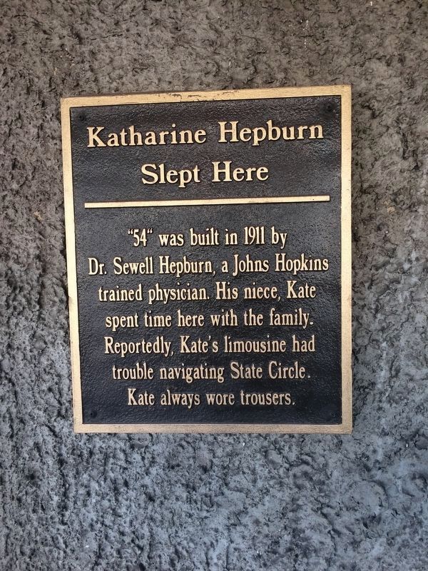 Katharine Hepburn Slept Here Marker image. Click for full size.