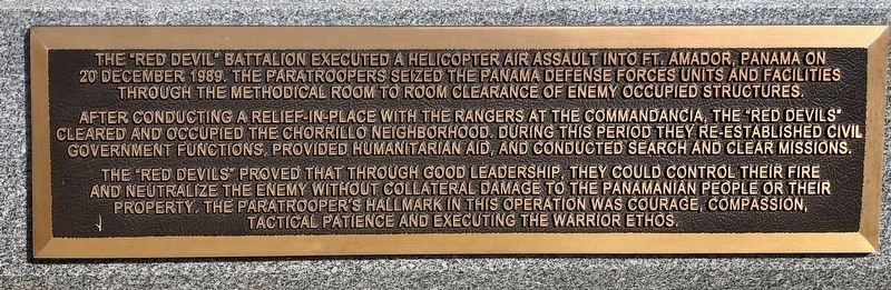 Operation Just Cause (plaque on front). Click for full size. Operation Just Cause (plaque on front) image. Click for full size.
