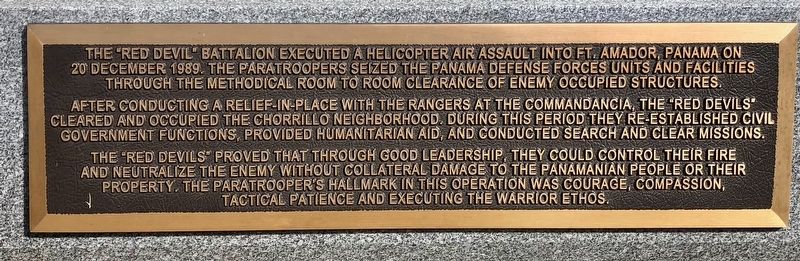 Operation Just Cause (plaque on front) image. Click for full size.