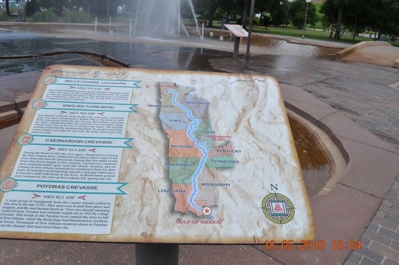 Belle Chasse, Louisiana/English Turn Bend/Caernarvon Crevasse/Poydras Crevasse Marker. Click for full size. Belle Chasse, Louisiana/English Turn Bend/Caernarvon Crevasse/Poydras Crevasse Marker image. Click for full size.