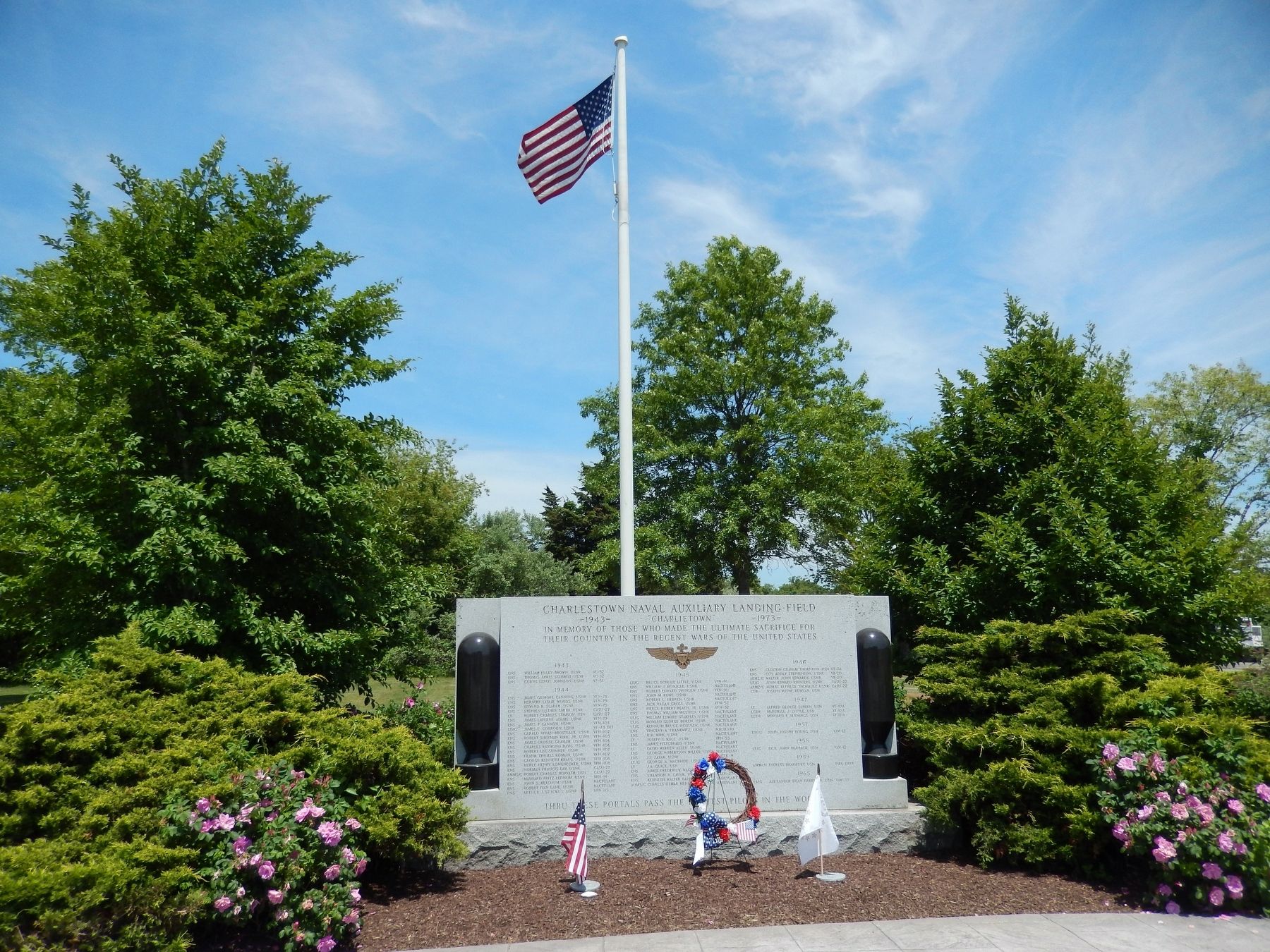 Charlestown Naval Auxiliary Landing Field Memorial (<i>wide view</i>). Click for full size. Charlestown Naval Auxiliary Landing Field Memorial (<i>wide view</i>) image. Click for full size.