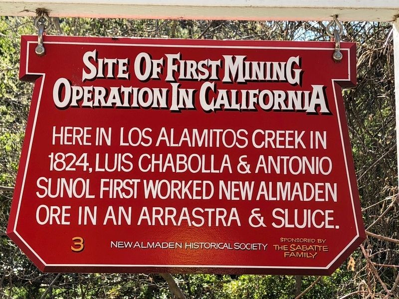 Site of First Mining Operation in California Marker image. Click for full size.