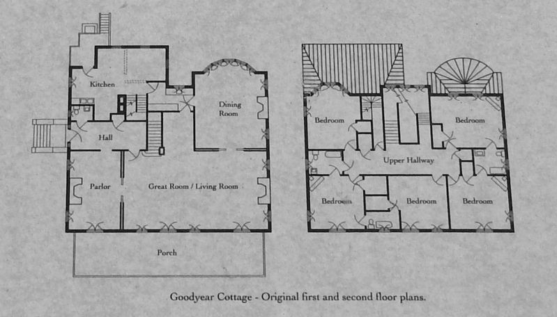Marker detail: Goodyear Cottage original floor plan image. Click for full size.