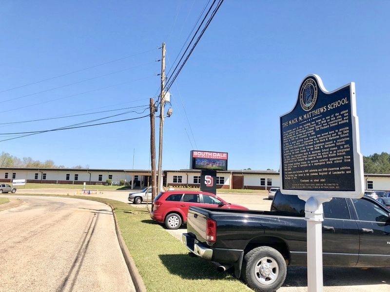 The Mack M. Matthews School Marker in front of the South Dale Middle School.. Click for full size. The Mack M. Matthews School Marker in front of the South Dale Middle School. image. Click for full size.