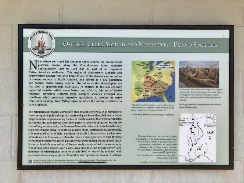 Omussee Creek Mound and Mississippian Period Societies Marker image. Click for full size.