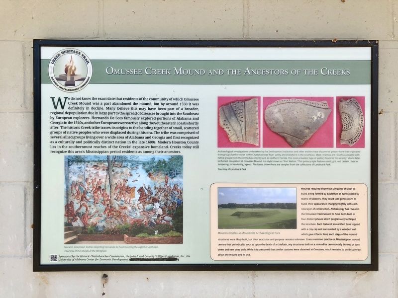 Omussee Creek Mound and the Ancestors of the Creek Marker image. Click for full size.