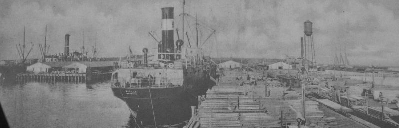 Marker detail: Terminals of the Brunswick Steamship Company. Click for full size. Marker detail: Terminals of the Brunswick Steamship Company image. Click for full size.