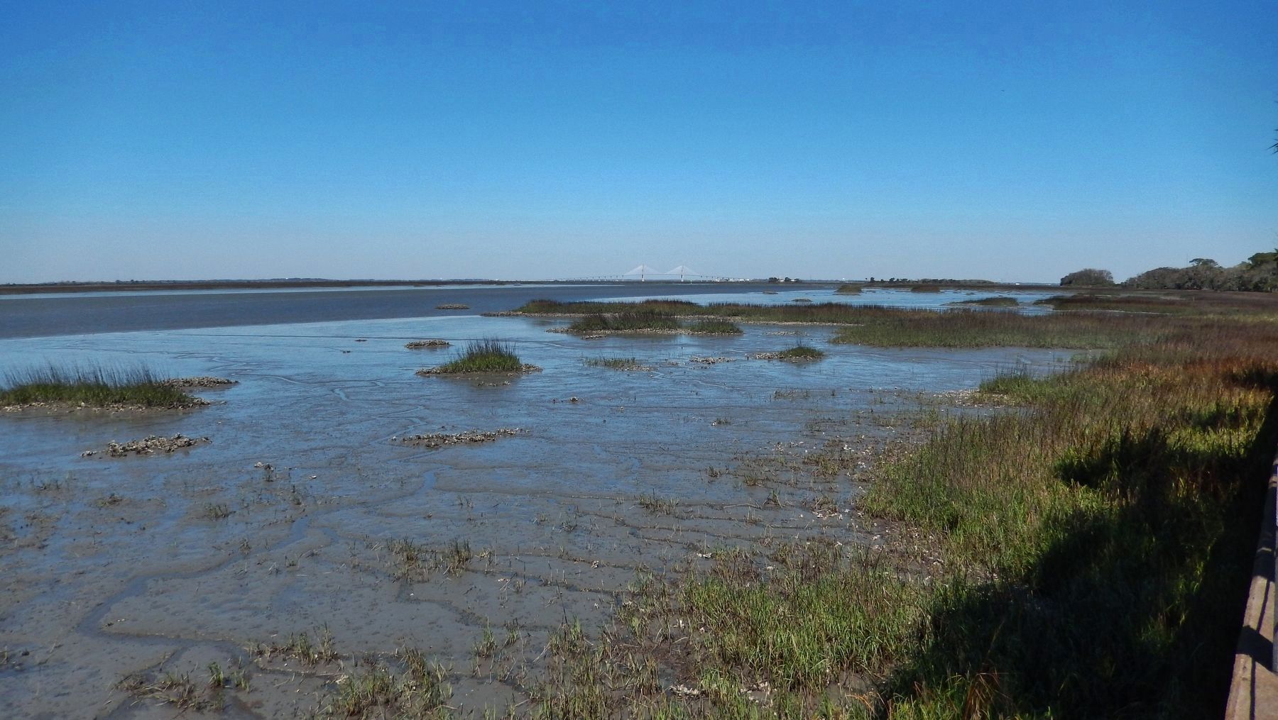 Jekyll Creek (<i>Sydney Lanier Bridge & Brunswick; view north from near marker</i>). Click for full size. Jekyll Creek (<i>Sydney Lanier Bridge & Brunswick; view north from near marker</i>) image. Click for full size.